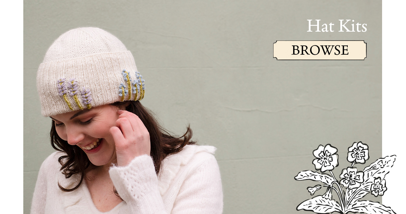 Hat kits knit crochet embroidery patterns toft